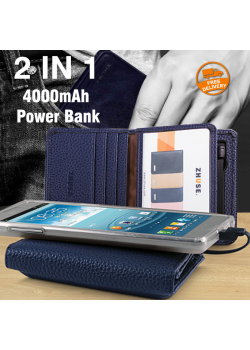 Zhuse 2-in-1 Pocket Sized 4000mAh Power Bank With Card Case For Micro USB & Lightning Devices, Zhuse21